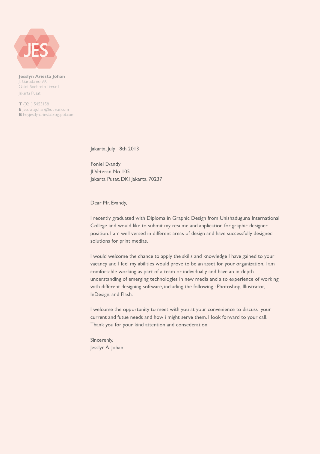 Cover letter examples design job